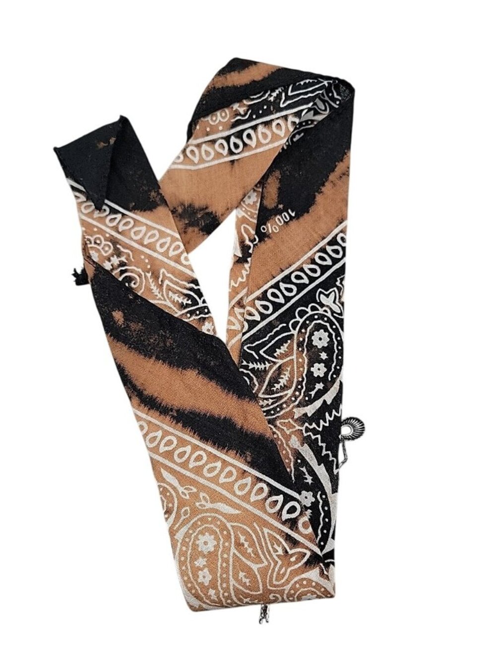 Dannijo Bandana Necklace Black Brown Print Silver Studs Fringe Boho Festival - Picture 12 of 13